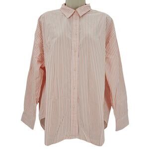 J. Crew Womans size M Etienne Oversized Button Up Shirt Orange Stripe CA603 NEW